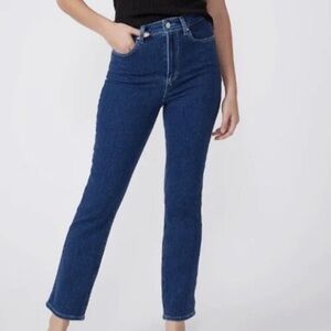 NWT Paige Jeans  Cindy Straight Leg High Rise Ankle Crop Sz 25 Dark Wash $229